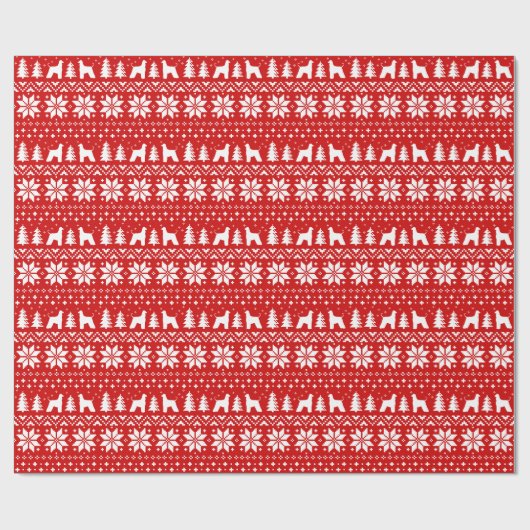 Afghan Hound Hund Silhouetten Weihnachtsmuster Geschenkpapier (Flach)