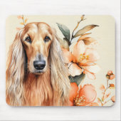 Afghan Hound Hund und Pfirsichlilien Mousepad (Vorne)