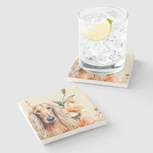 Afghan Hound Hund und Pfirsichlilien Steinuntersetzer