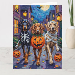 Afghan Hound Hunde beim Trick-or-Treat an Hallowee Karte