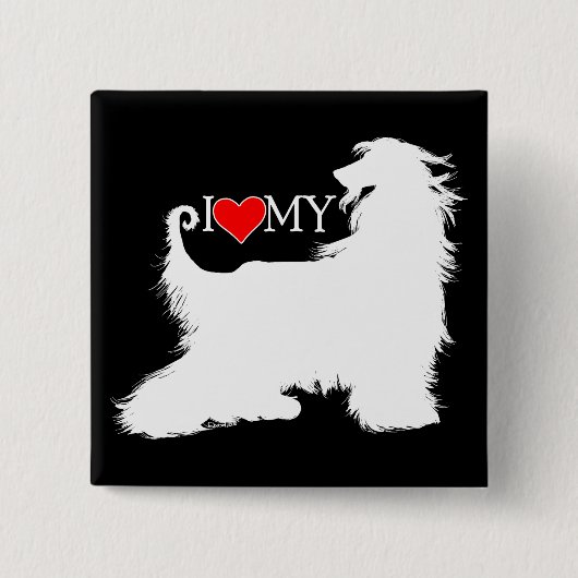 Afghan Hound I Liebe (Herz) Button (Vorderseite)