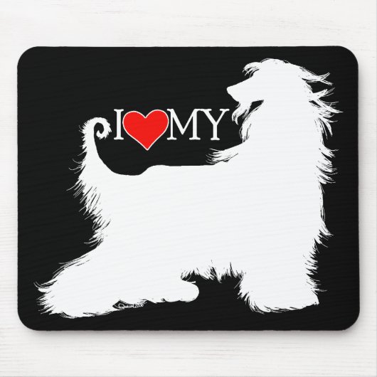 Afghan Hound I Liebe (Herz) Mousepad (Vorne)