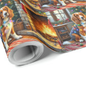 Afghan Hound Kamin mit Weihnachtslichtern Geschenkpapier (Rolleneckpunkt)