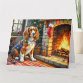 Afghan Hound Kamin mit Weihnachtslichtern Karte (Vorderseite)