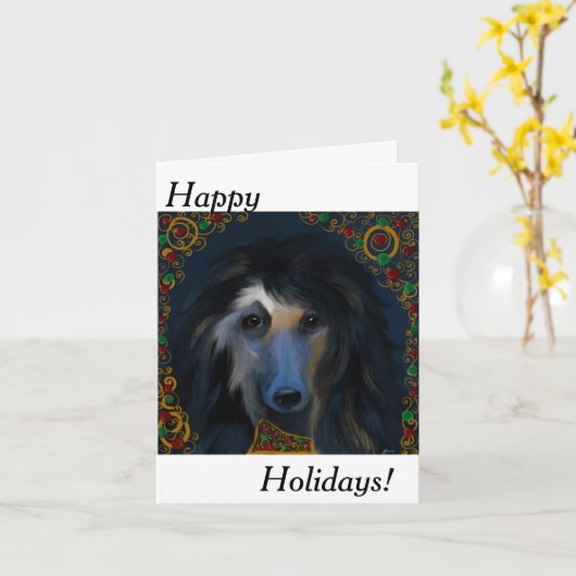 Afghan Hound Karte (Gelbe Blume)