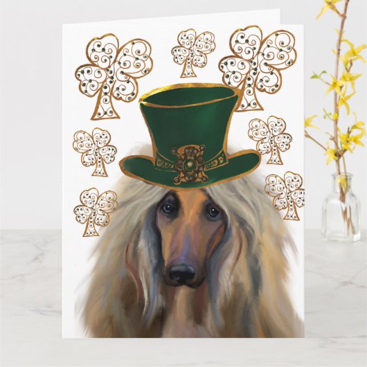 AFGHAN HOUND KARTE (Gelbe Blume)