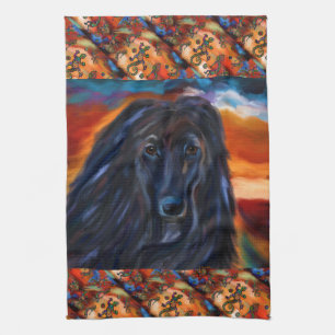Afghan Hound Kokopelli Kunst-Malerei Geschirrtuch