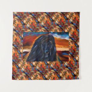 Afghan Hound Kokopelli Kunst-Malerei Wandteppich