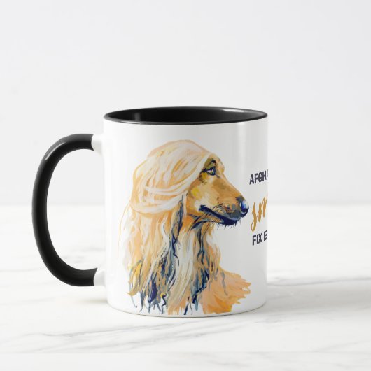 Afghan Hound lächelt alles reparieren Tasse (Links)