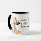 Afghan Hound lächelt alles reparieren Tasse (Vorderseite Links)