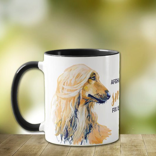 Afghan Hound lächelt alles reparieren Tasse