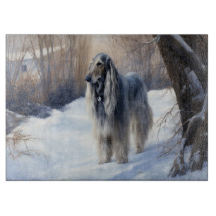 Afghan Hound Lass es schneien Weihnachten Schneidebrett