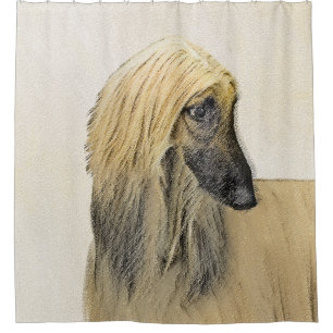 Afghan Hound Malerei - Niedliche Original Dog Art Duschvorhang