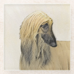 Afghan Hound Malerei - Niedliche Original Dog Art Glasuntersetzer