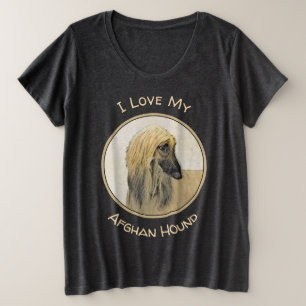 Afghan Hound Malerei - Niedliche Original Dog Art Große Größe T-Shirt
