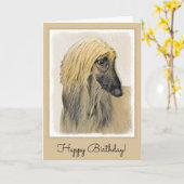 Afghan Hound Malerei - Niedliche Original Dog Art Karte (Gelbe Blume)
