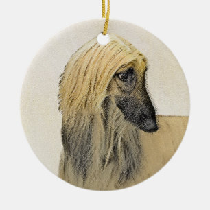 Afghan Hound Malerei - Niedliche Original Dog Art Keramik Ornament