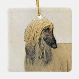 Afghan Hound Malerei - Niedliche Original Dog Art Keramikornament