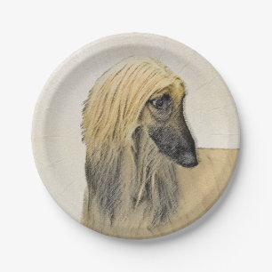 Afghan Hound Malerei - Niedliche Original Dog Art Pappteller