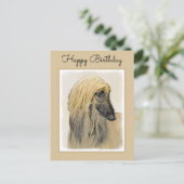 Afghan Hound Malerei - Niedliche Original Dog Art Postkarte (Stehend Vorderseite)