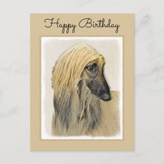 Afghan Hound Malerei - Niedliche Original Dog Art Postkarte (Vorderseite)