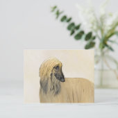 Afghan Hound Malerei - Niedliche Original Dog Art Postkarte (Stehend Vorderseite)