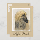 Afghan Hound Malerei - Niedliche Original Dog Art Postkarte (Vorne/Hinten)