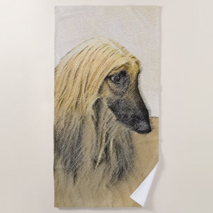 Afghan Hound Malerei - Niedliche Original Dog Art Strandtuch