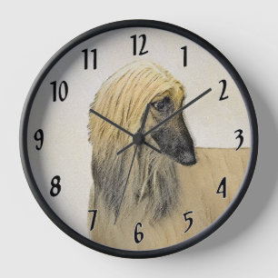 Afghan Hound Malerei - Süße originelle Hundekunst Uhr
