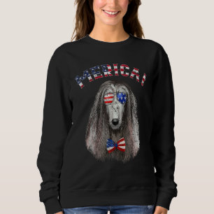 Afghan Hound Merica Amerikanische Flagge Hund 4. Sweatshirt