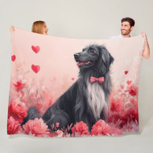 Afghan Hound mit Rosen - Valentinstag  Fleecedecke