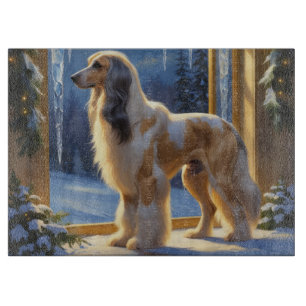 Afghan Hound mit Weihnachtslichtern Feiertag Schneidebrett