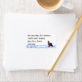 Afghan Hound on Blue Gingham Adressaufkleber (Insitu)