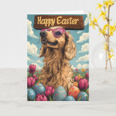 Afghan Hound Ostereier Karte (Gelbe Blume)