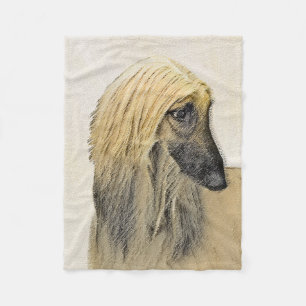 Afghan Hound Painting - Niedliche Original Hund Ar Fleecedecke
