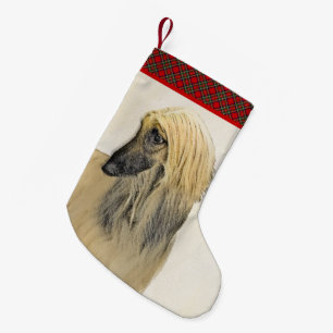 Afghan Hound Painting - Niedliche Original Hund Ar Kleiner Weihnachtsstrumpf