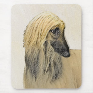 Afghan Hound Painting - Niedliche Original Hund Ar Mousepad