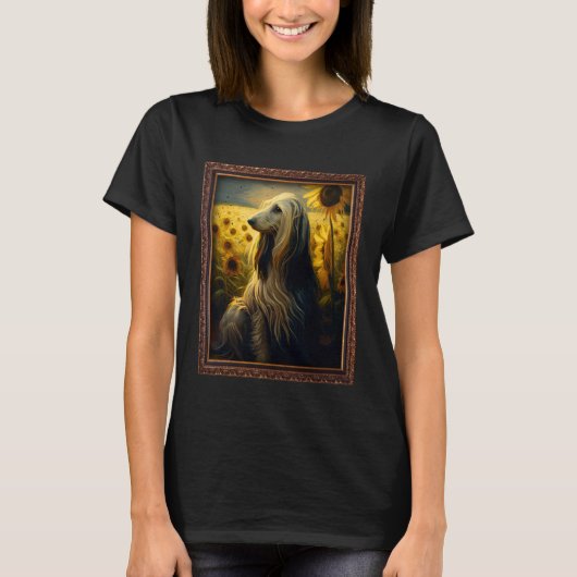 Afghan Hound Painting Sunflower Flower Mom Women F T-Shirt (Vorderseite)
