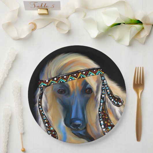 Afghan Hound Pappteller (Hochzeit)