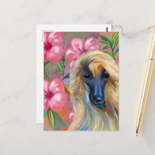 Afghan Hound Postkarte (Vorderseite/Rückseite Beispiel)