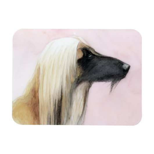 Afghan Hound Profile Dog Art Greeting Card 5x7 Magnet (Horizontal)