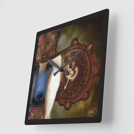 Afghan Hound Quadratische Wanduhr (Winkel)