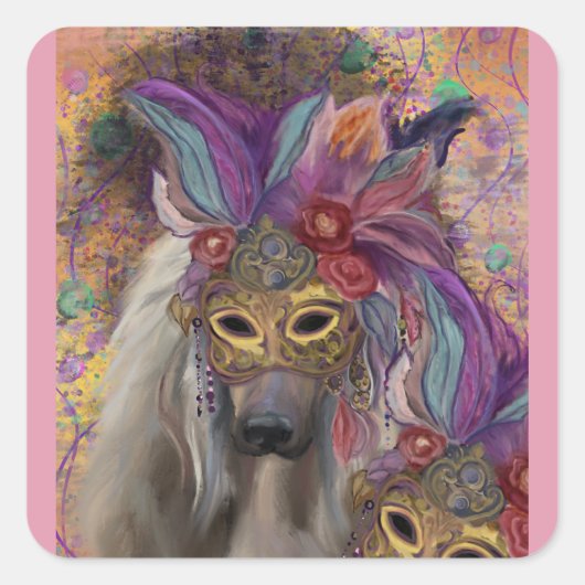 AFGHAN HOUND QUADRATISCHER AUFKLEBER (Vorderseite)