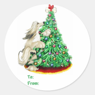 Afghan Hound Reach Goals Cream Gift Tags Runder Aufkleber