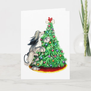 Afghan Hound Reach Goals Domino Blue Cream Feiertagskarte