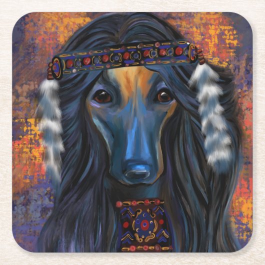 Afghan Hound Rechteckiger Pappuntersetzer (Vorderseite)