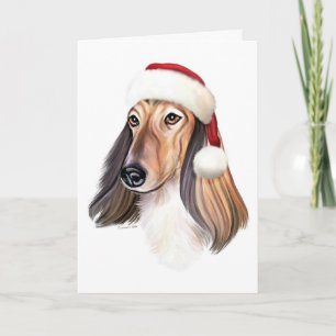 Afghan Hound Red Santa - Maßgeschneidert Feiertagskarte