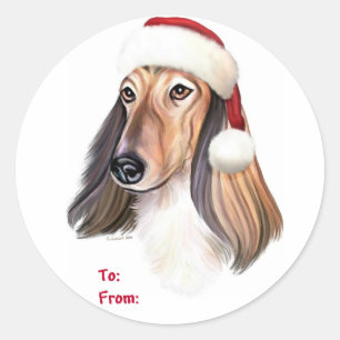 Afghan Hound Red Weihnachtsgeschenke Tags Runder Aufkleber