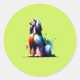 Afghan Hound Runder Aufkleber