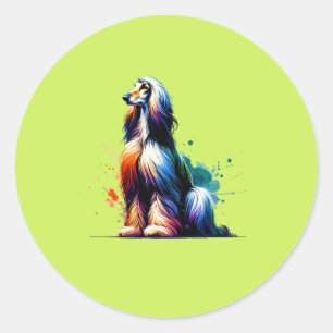 Afghan Hound Runder Aufkleber